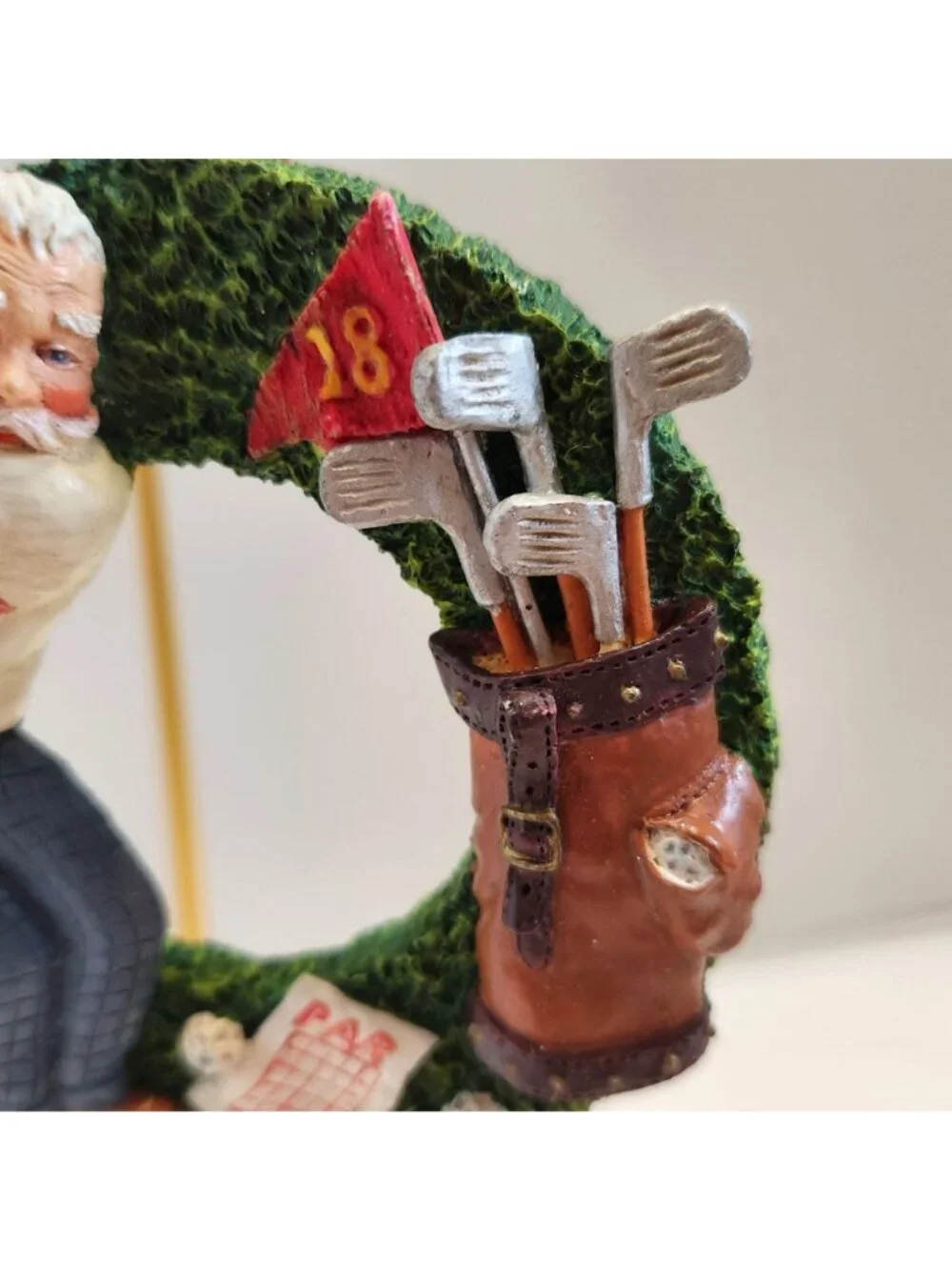 Santa Golfing Christmas Ornament Wreath Design Golf Bag Club Hanging Decoration